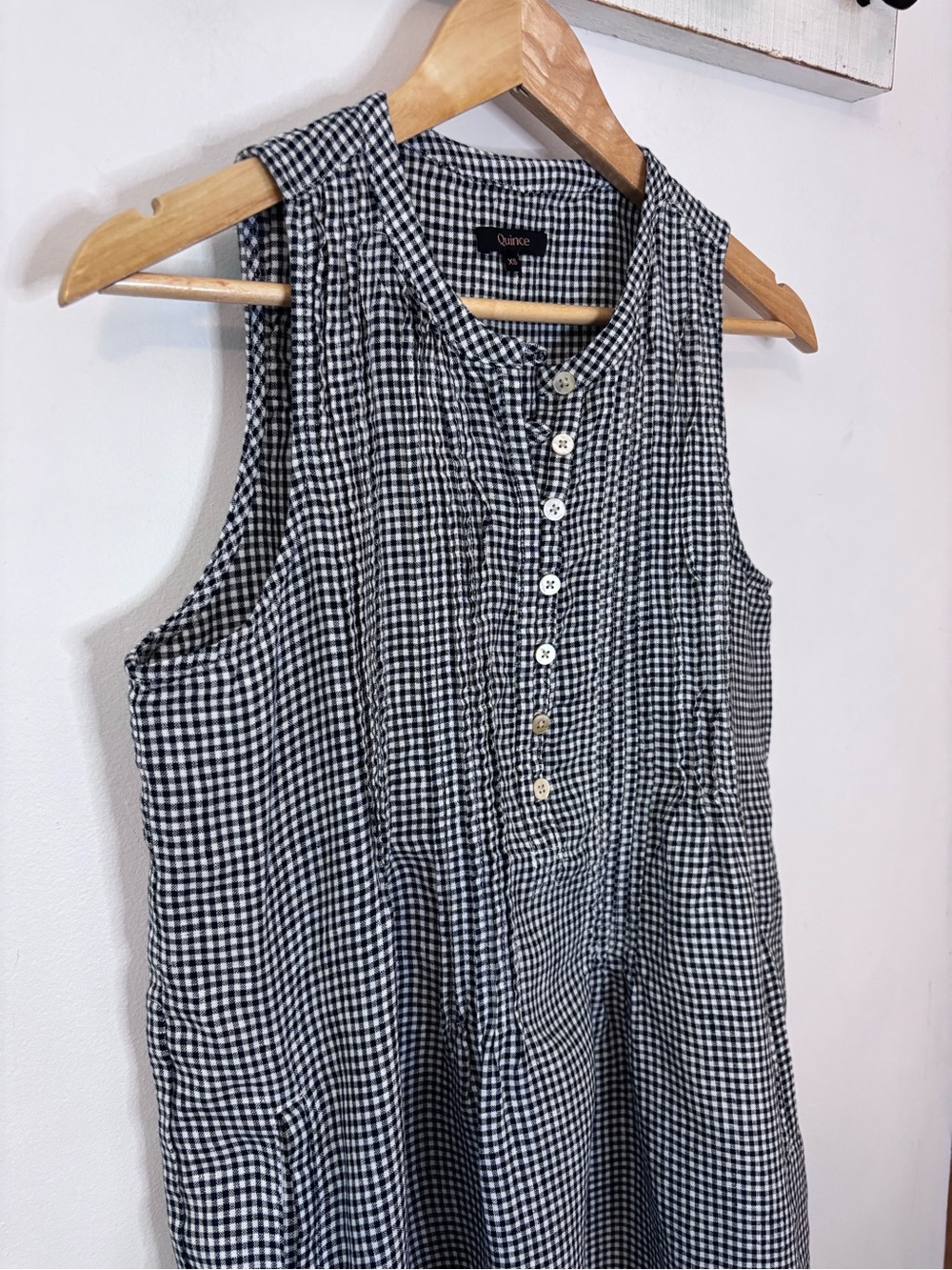 Quince European Linen Black and White Gingham Swing Dress - Picture 8 of 9